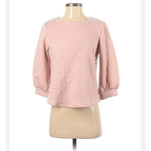 W5 Shirt Three Quarter Balloon Sleeves Womens Blush Size M 3D Polka Dots Zipper